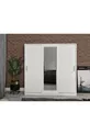 Armoire à vêtements Samira en MDF avec portes coulissantes et miroir blanc - MDF de première qualité
