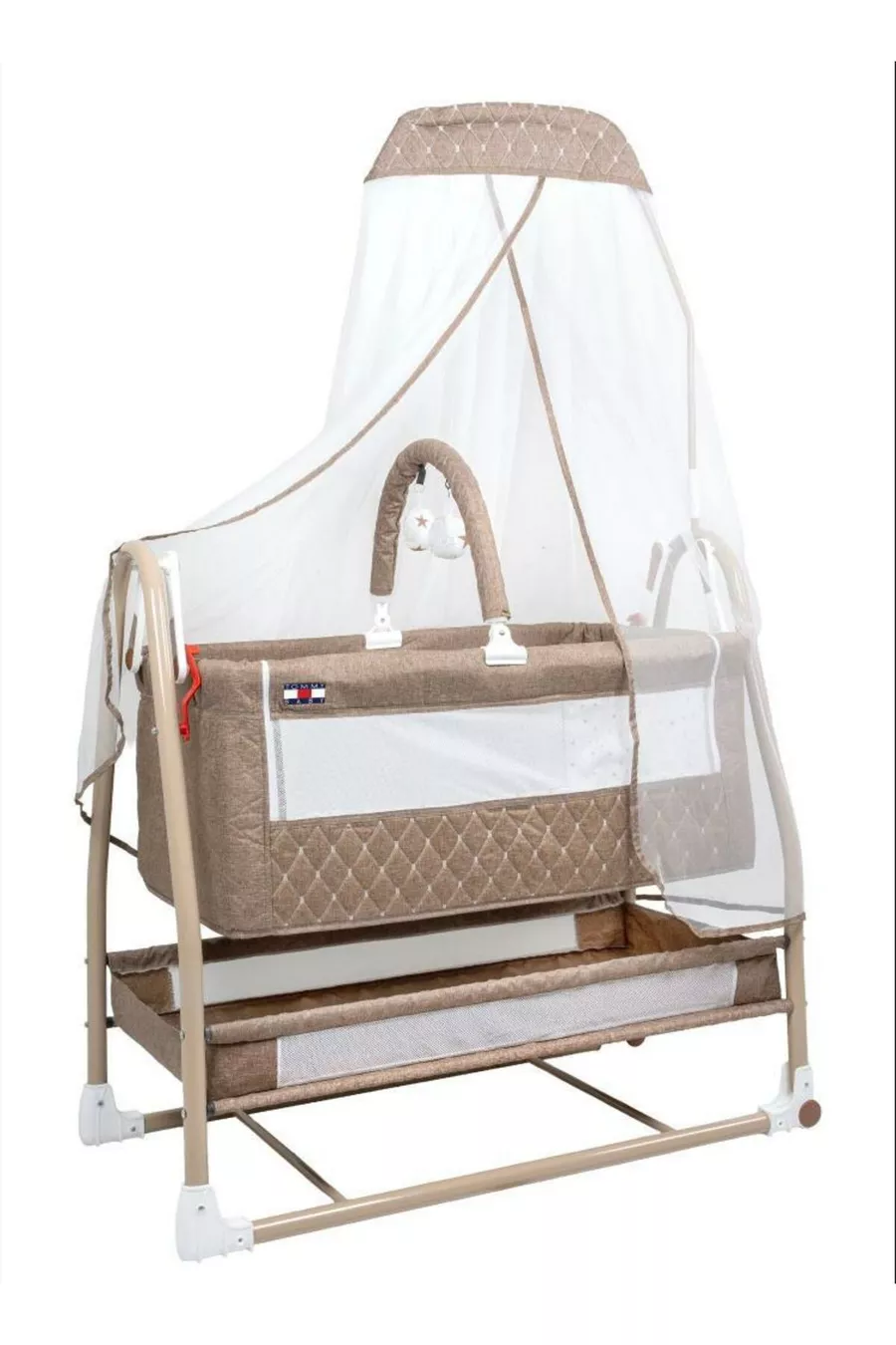 Berceau Royal Anne à Côté avec Tulle, Berceau Panier, Berceau Bascule pour Bébé, Berceau à Côté de la Maman