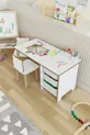 Ensemble table et chaises pour enfants - Table de travail et d'activités avec 3 paniers - Surface effaçable à sec - 2 chaises Panda