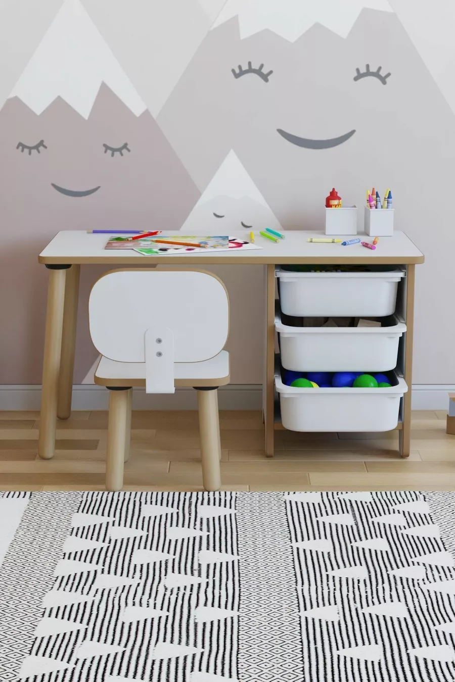 Ensemble Table et Chaises pour Enfant Cm 3 avec Panier Table de Travail pour Enfant Table d'Activités Effaçable