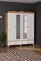 Armoire à miroir Nova 4 portes avec 2 tiroirs, pin Atlantique