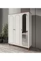 Armoire bohème avec miroir, 3 portes et 2 tiroirs, armoire à vêtements blanche - MDF de première qualité