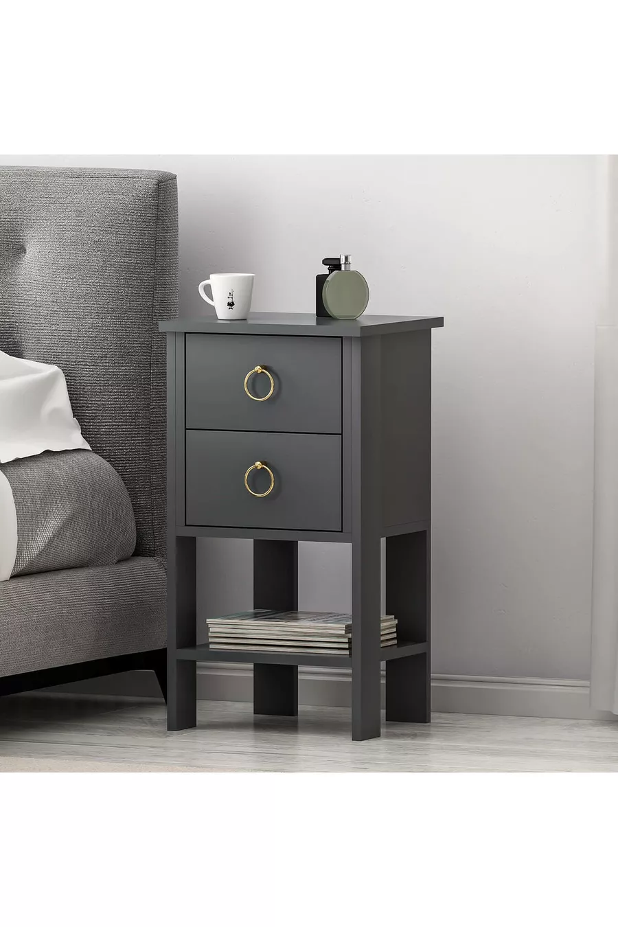Table de chevet Cevheri à 2 tiroirs - Anthracite