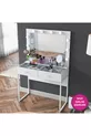 Rani Coiffeuse de Coulisses avec Miroir Illuminé Hollywood, 2 Tiroirs, Organisateur de Bijoux, Blanc