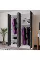 Armoire 4 portes PIANO pour chambre d'adolescent/enfant - Armoire gris anthracite et blanc avec miroir