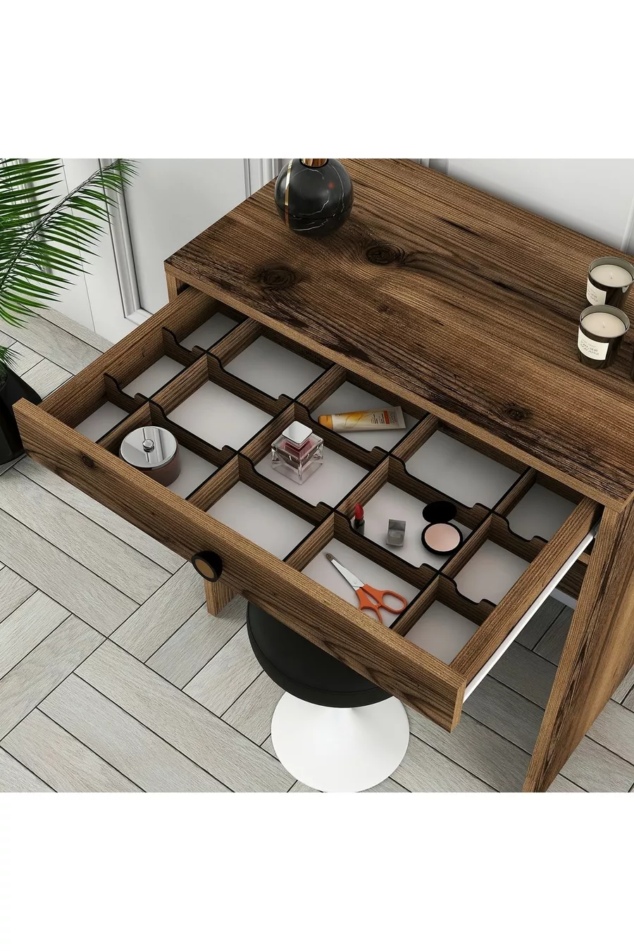 Coiffeuse miniature avec miroir Lisbonne - Noyer