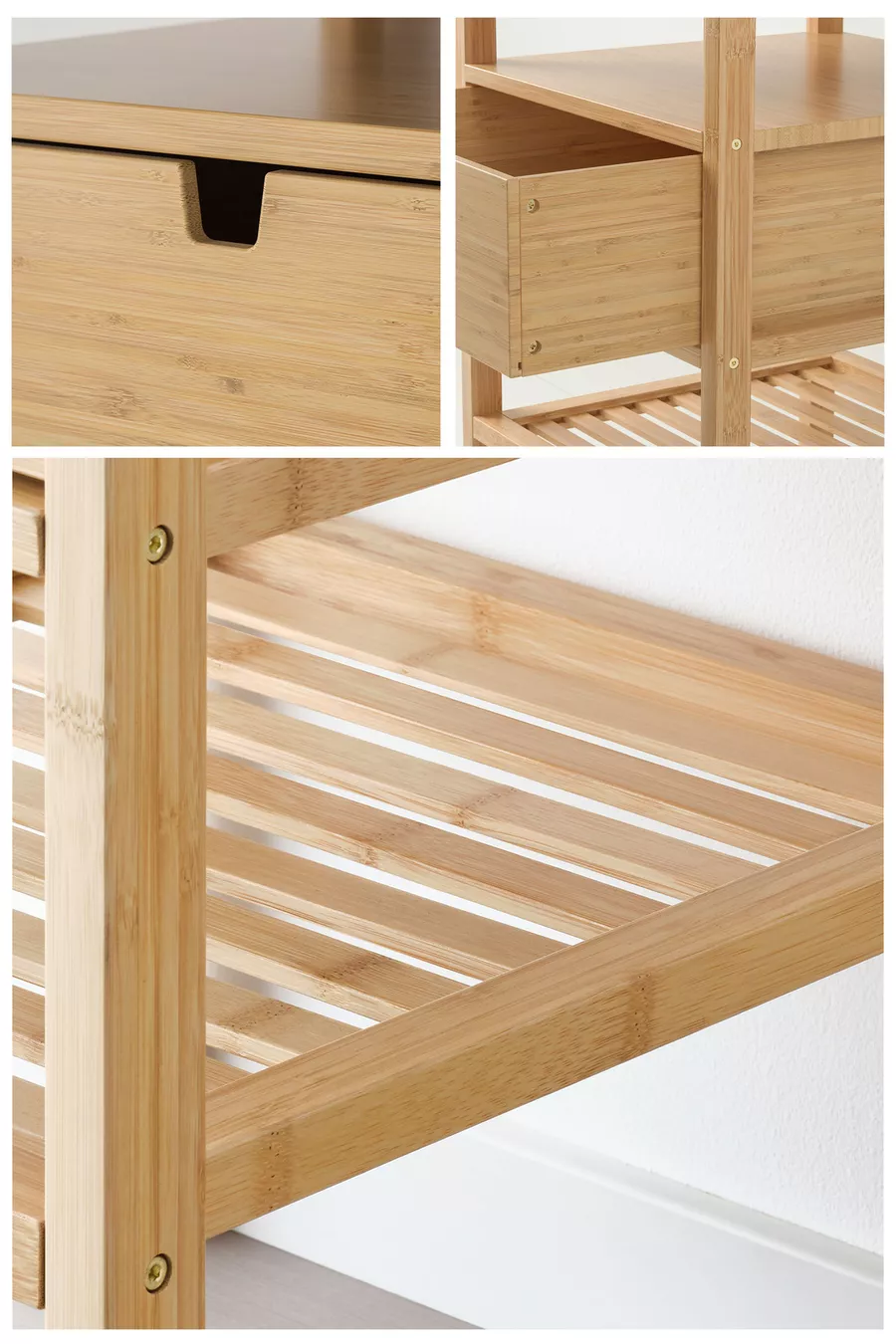 Table de chevet avec tiroirs et étagères en bambou pour chambre à coucher, organisateur commode