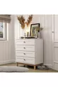 Commode Desa 4 tiroirs avec portes en MDF à glissières télescopiques (pieds en profilé MDF) Blanche - Panier