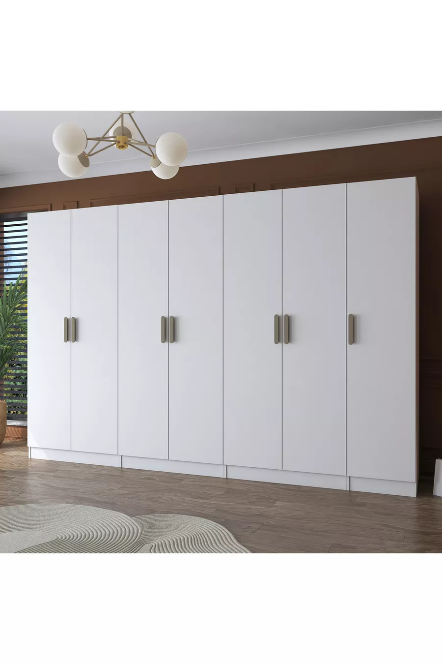 Rani  Armoire Spacieuse Armoire à Vêtements 7 Portes  Étagères 3 Penderies Armoire Modulaire Blanche