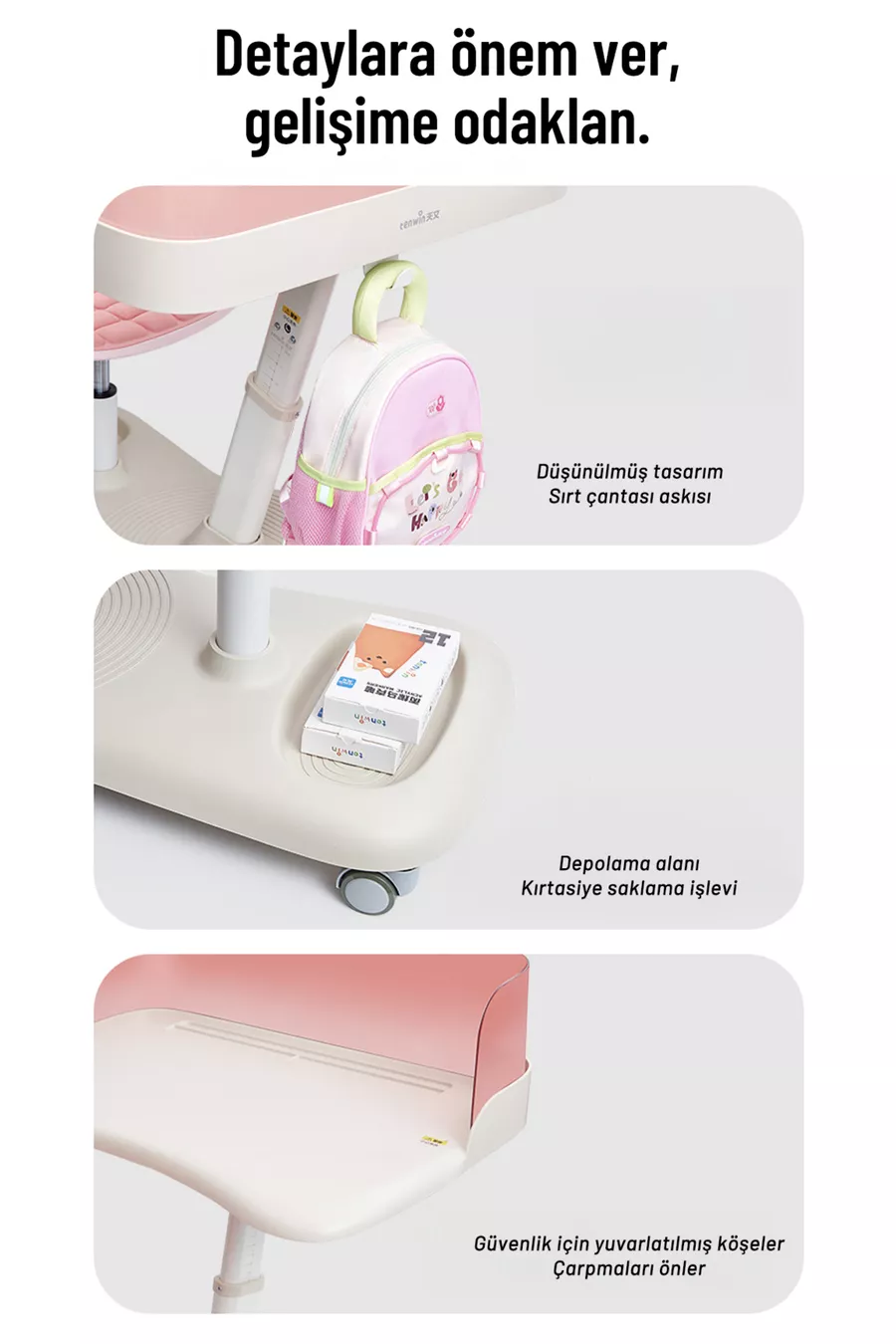Bureau de travail mobile Plus rose