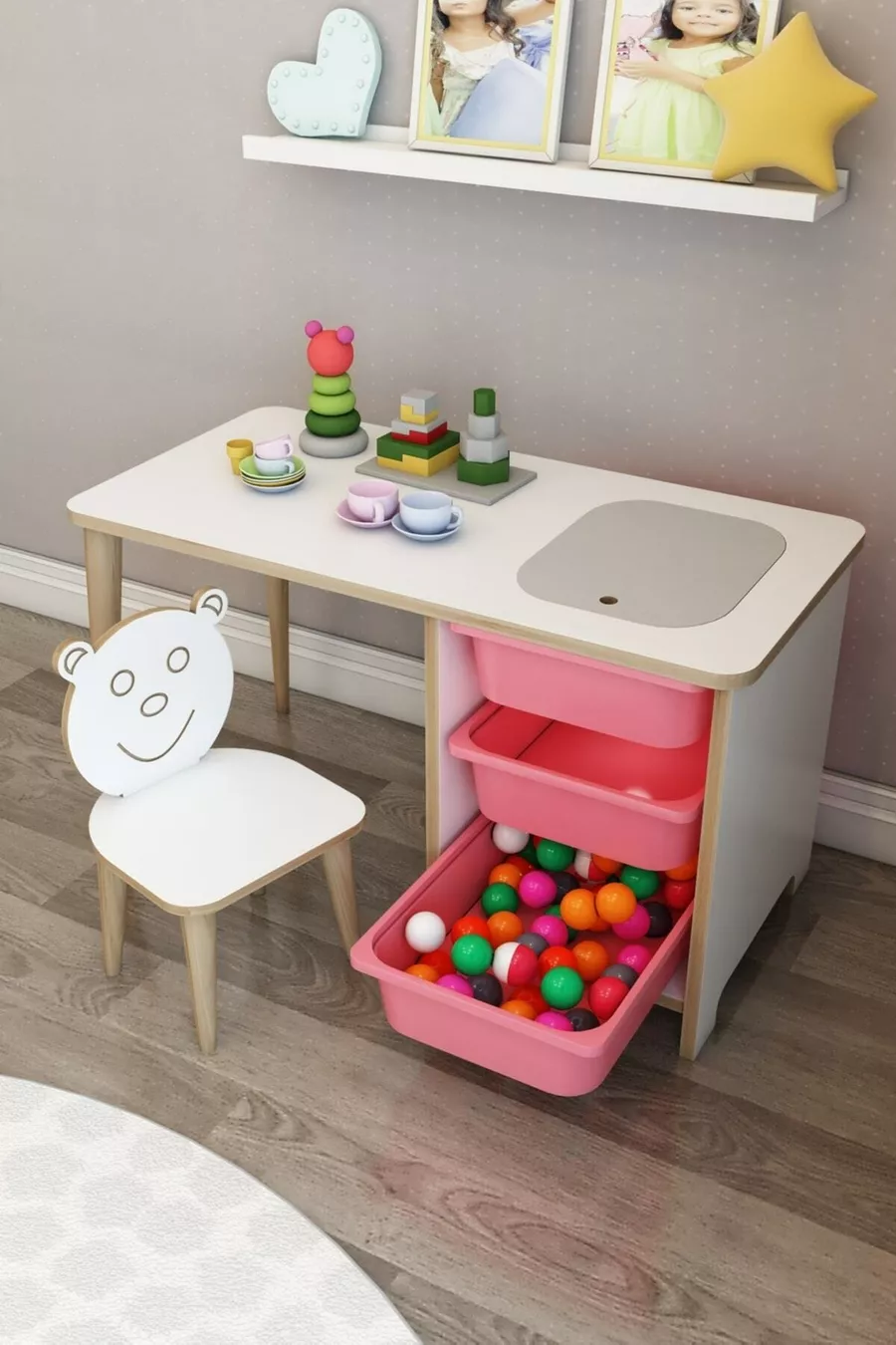 Bureau pour enfants, table de jeu et d'activités, table été-hiver Pmb_spt_san