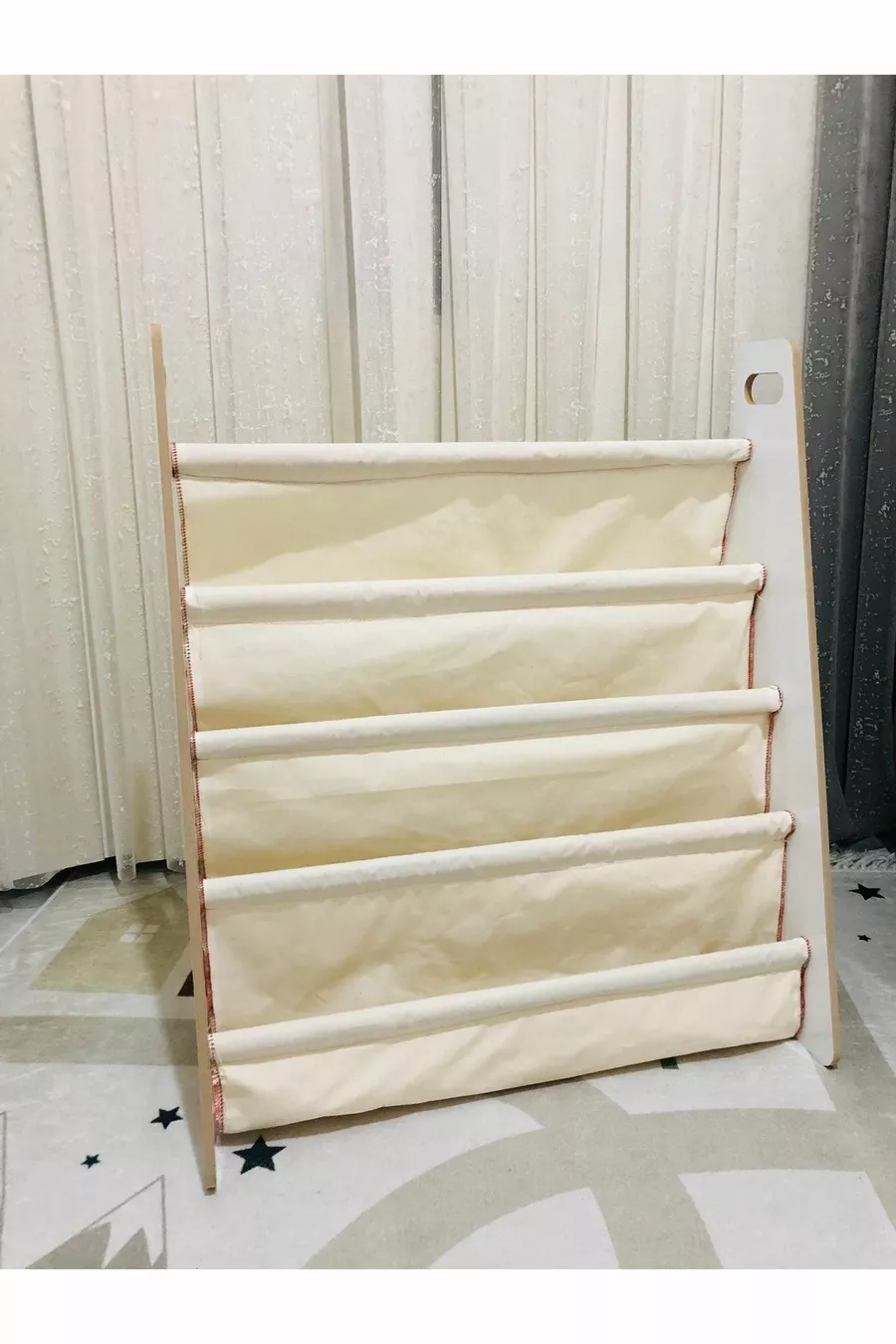 Bibliothèque Montessori pour enfants et bébés, éducative et portable, 4 étagères en tissu