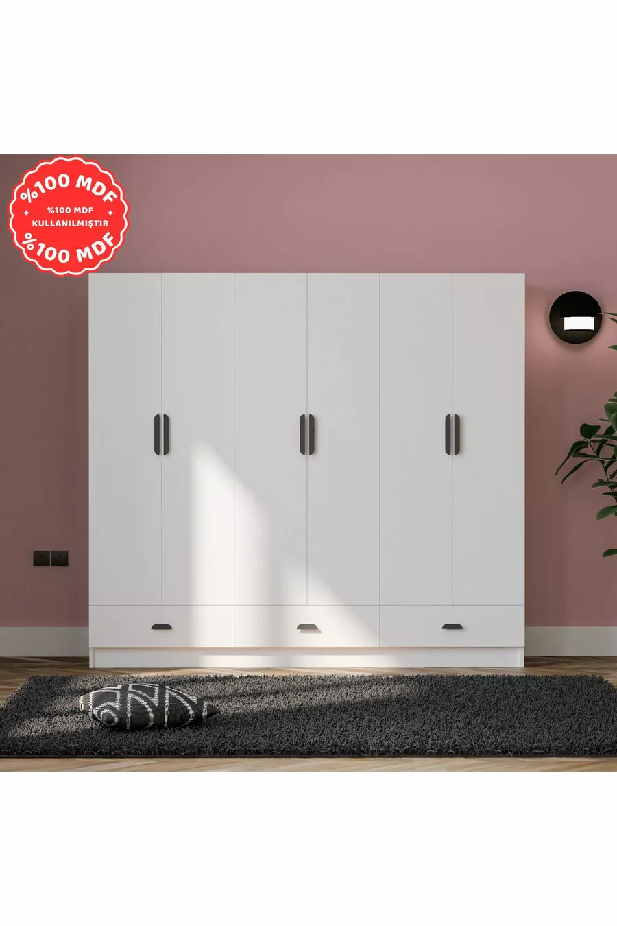 Armoire 6 portes 3 tiroirs İnci % MDF