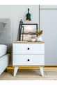 Table de chevet Marbella en bois avec tiroirs blanc brillant et marron pour chambre à coucher