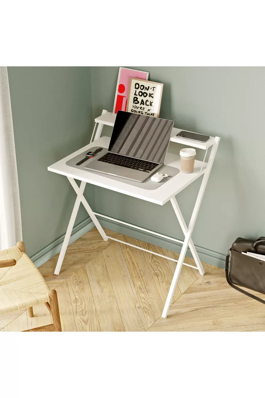 Table d'ordinateur portable élégante et durable avec pieds en métal non vacillants, bureau pliant, table de travail pour ordinateur portable