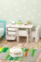 Ensemble table et chaises pour enfants - Table de travail pour enfants avec 3 paniers, table d'activités, double chaise Dino effaçable