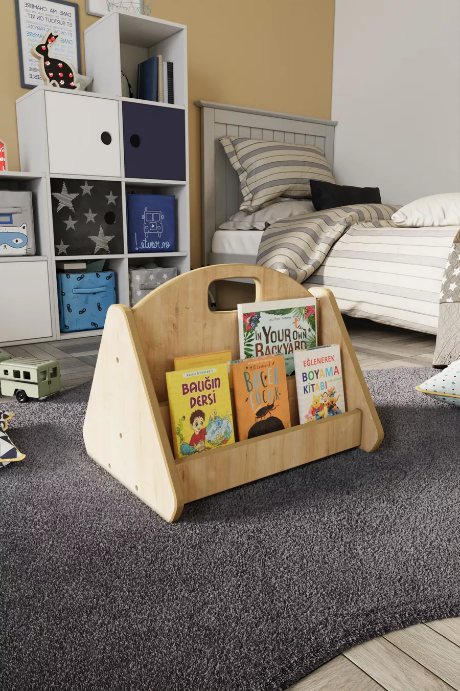 Bibliothèque Montessori en MDF pour enfants - Chêne Saphir