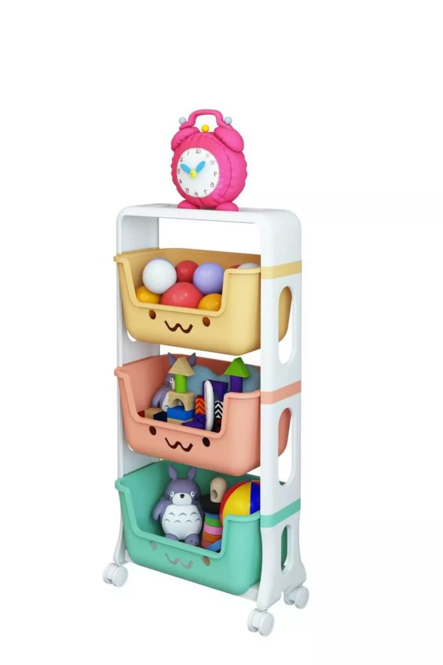 Armoire à jouets à 3 niveaux, organiseur de jouets, armoire à jouets avec panier