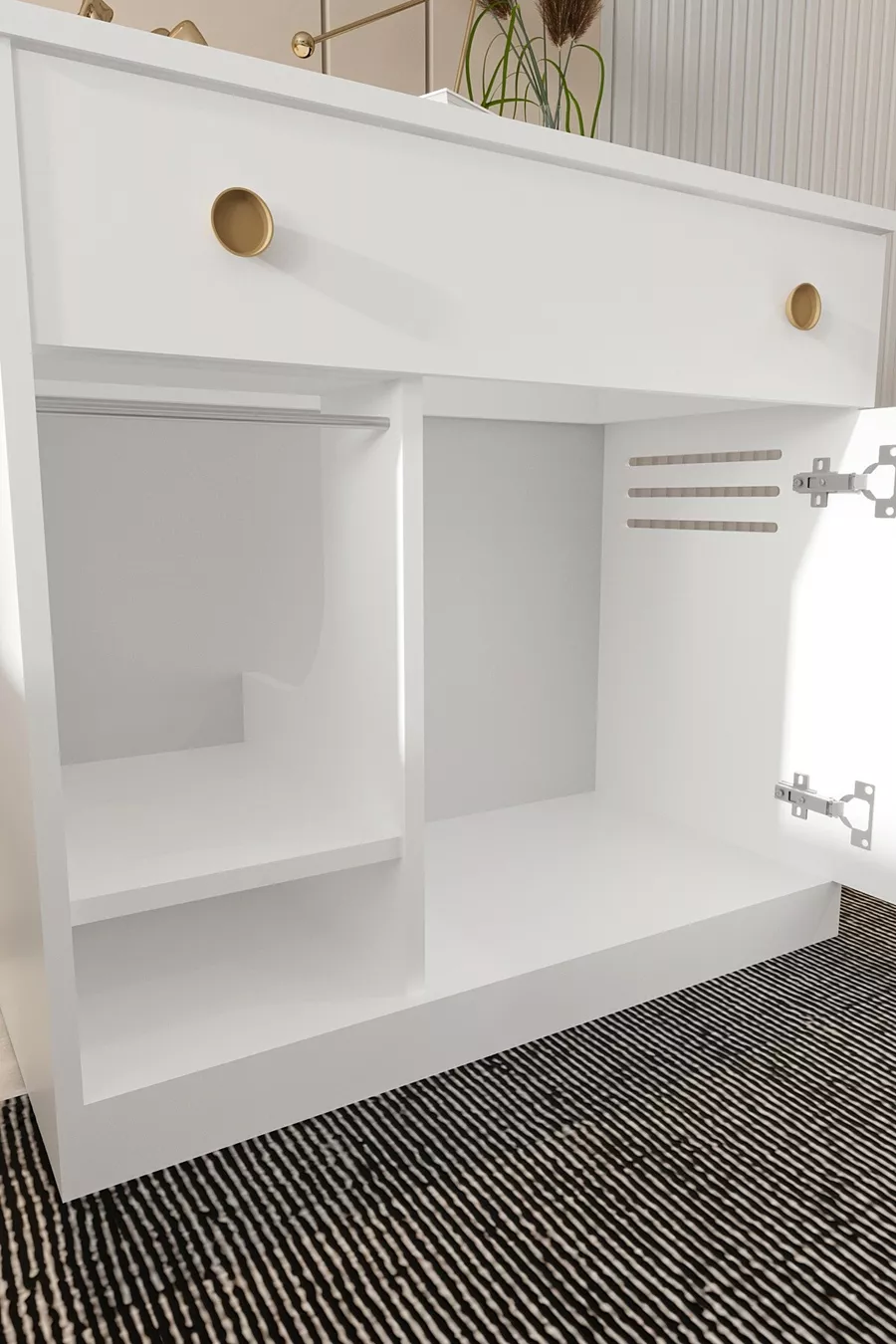 Litière pour chat en bois MONA avec tiroir - couvercle verrouillable - tissu d'entrée inclus - bac à litière non inclus - BLANC