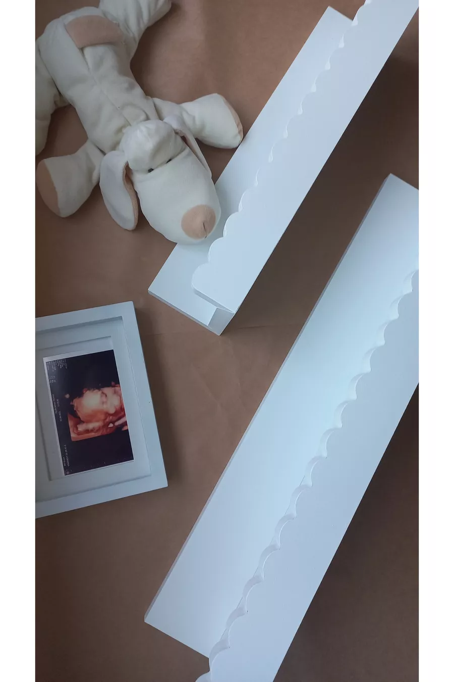 Bibliothèque murale Montessori pour bébé et enfant blanche 2 pièces, accessoire de chambre (blanc mat / et cm)