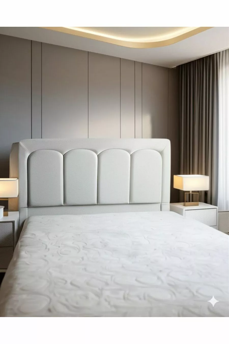 Tête de lit et cadre de lit COMFORTIS style bohème pour lit simple et double