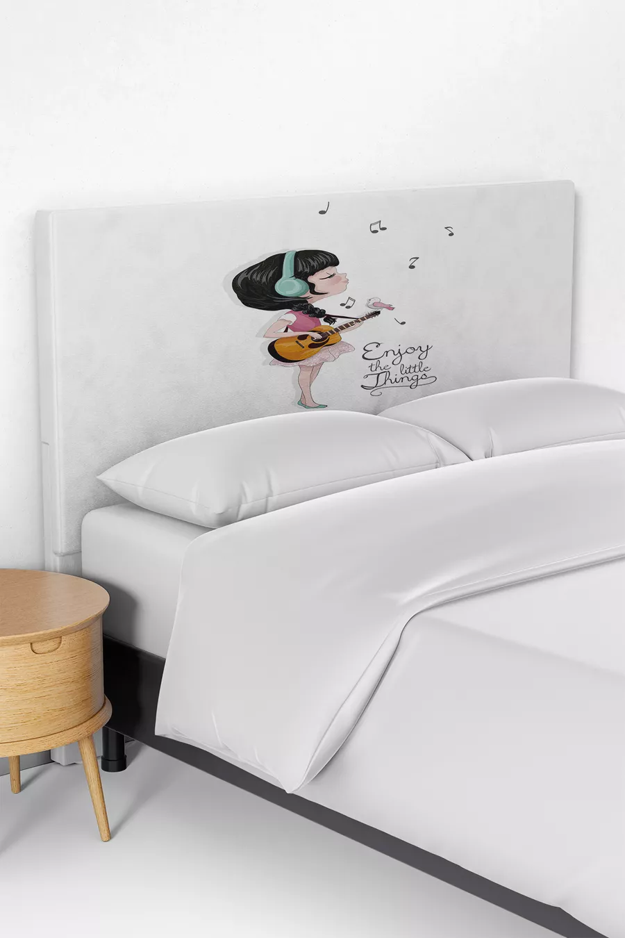 Housse de tête de lit pour enfant avec motif de fille musicale