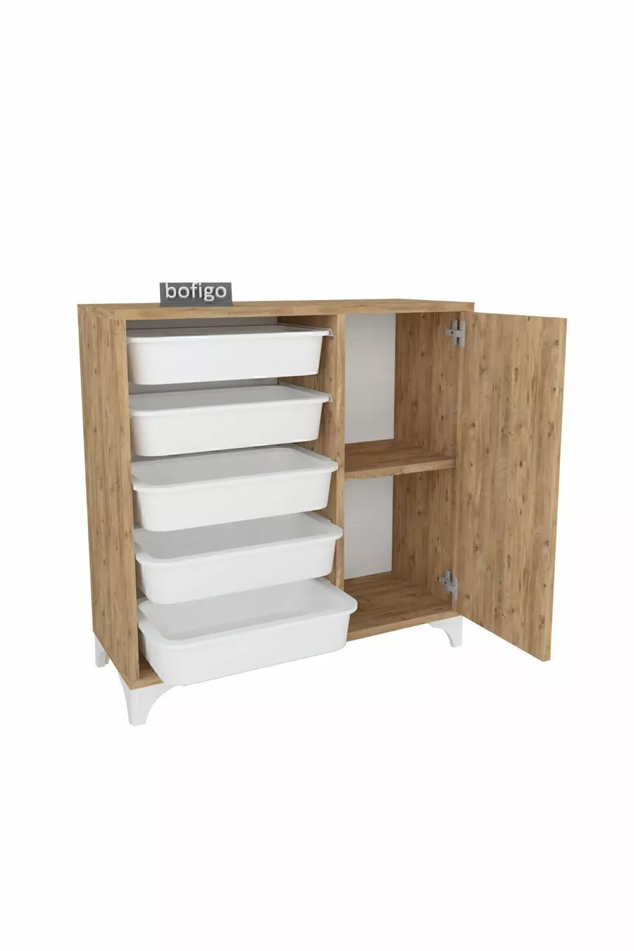Armoire à 5 paniers, armoire polyvalente, armoire à jouets Kayra en pin