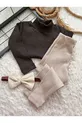 ENSEMBLE BÉBÉ ENFANT PANTALON COLLANT BRUN HAUT BANDEAU