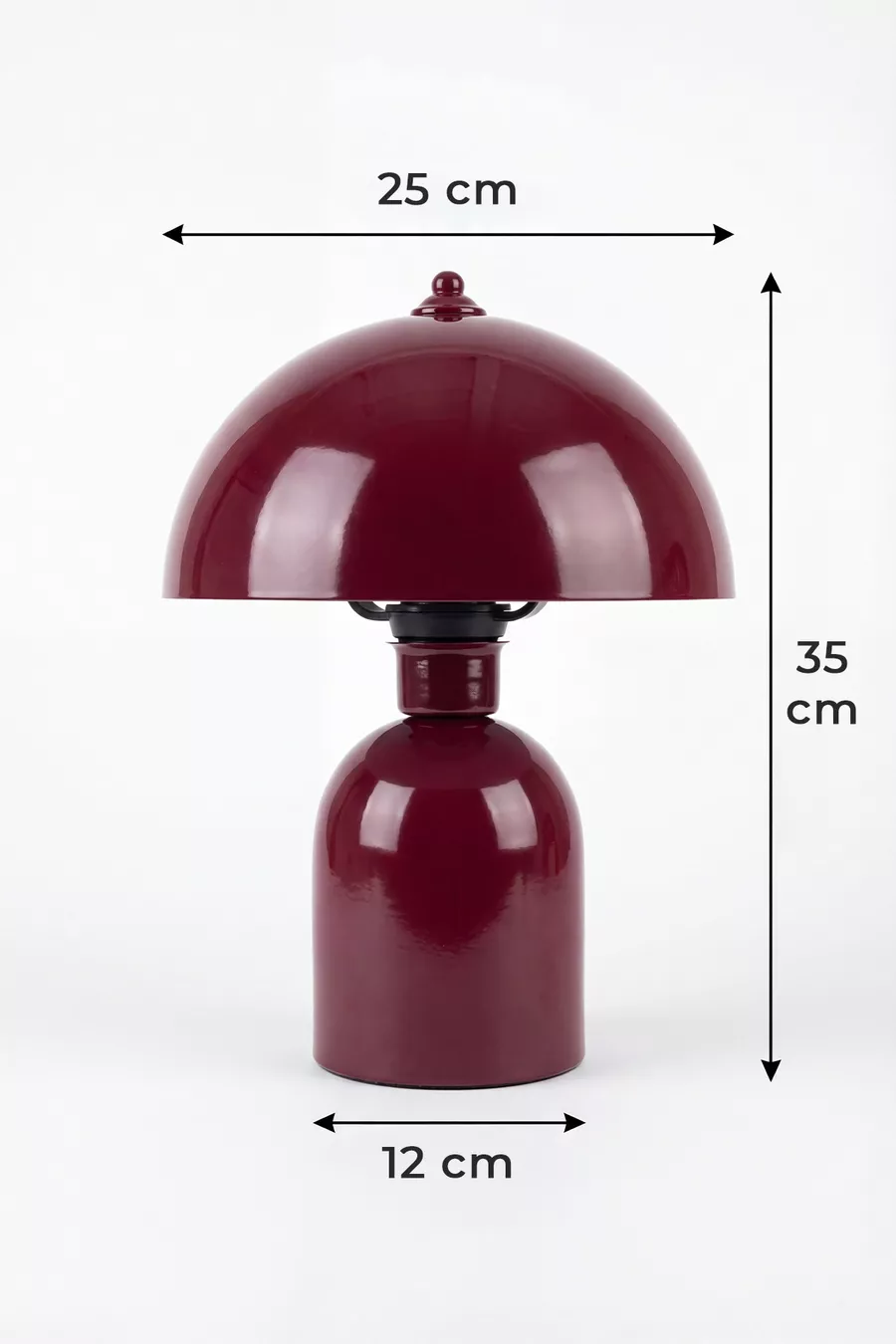 Lampe de table Luna Bordeaux avec corps en métal -  cm - Salon & Chambre & Éclairage de séjour