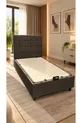 Ensemble de tête de lit et sommier coffre simple Bengü Anthracite 3 pièces Orthopédique Pratique avec grand espace de rangement