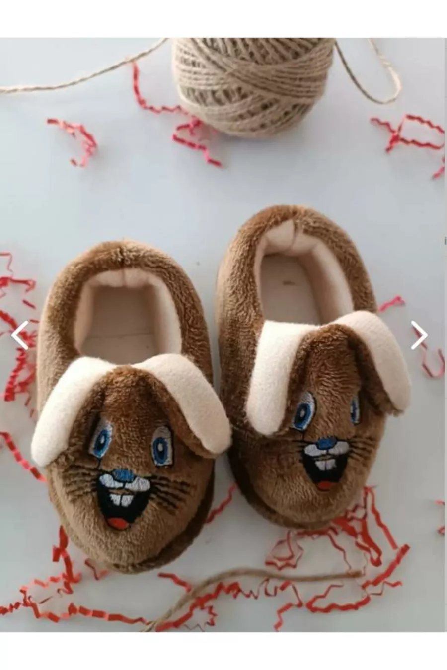 Pantoufle en peluche pour enfants d'intérieur d'hiver avec motif de lapin antidérapant modèle 