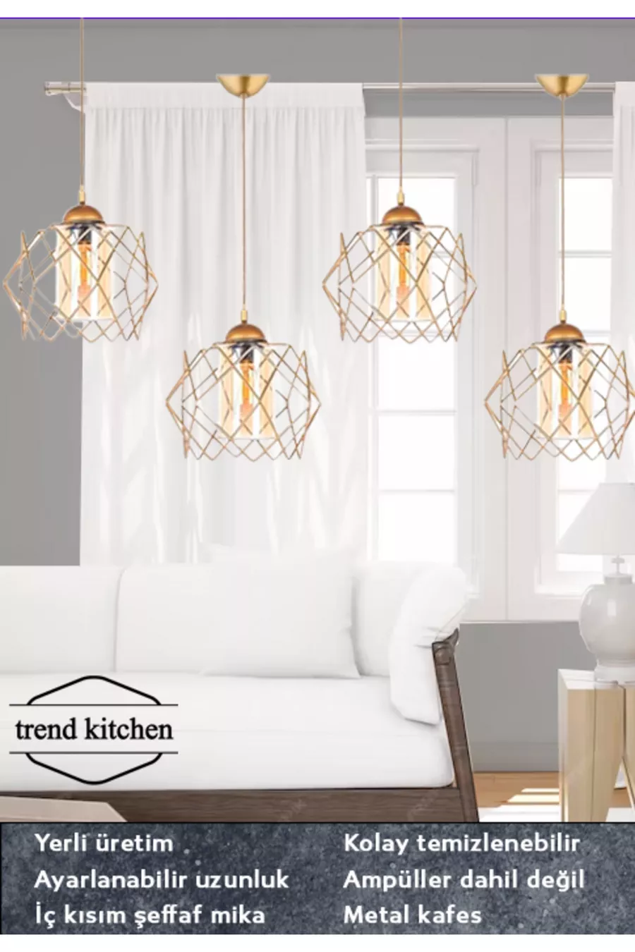 4 Pièces Plafonnier Suspendu à Pendentif en Acrylique Transparent Doré pour Salon, Cuisine, Salle de Bain, Chambre, Chambre d'Enfant, Hall