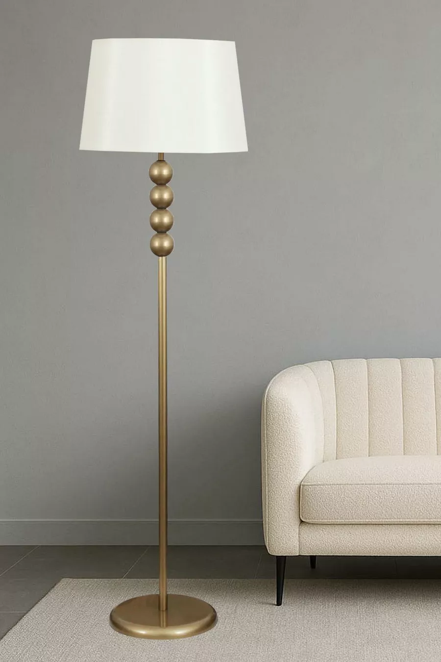 Lampadaire en métal vieilli avec pied, abat-jour crème, moderne, pour salon, chambre à coucher, salon