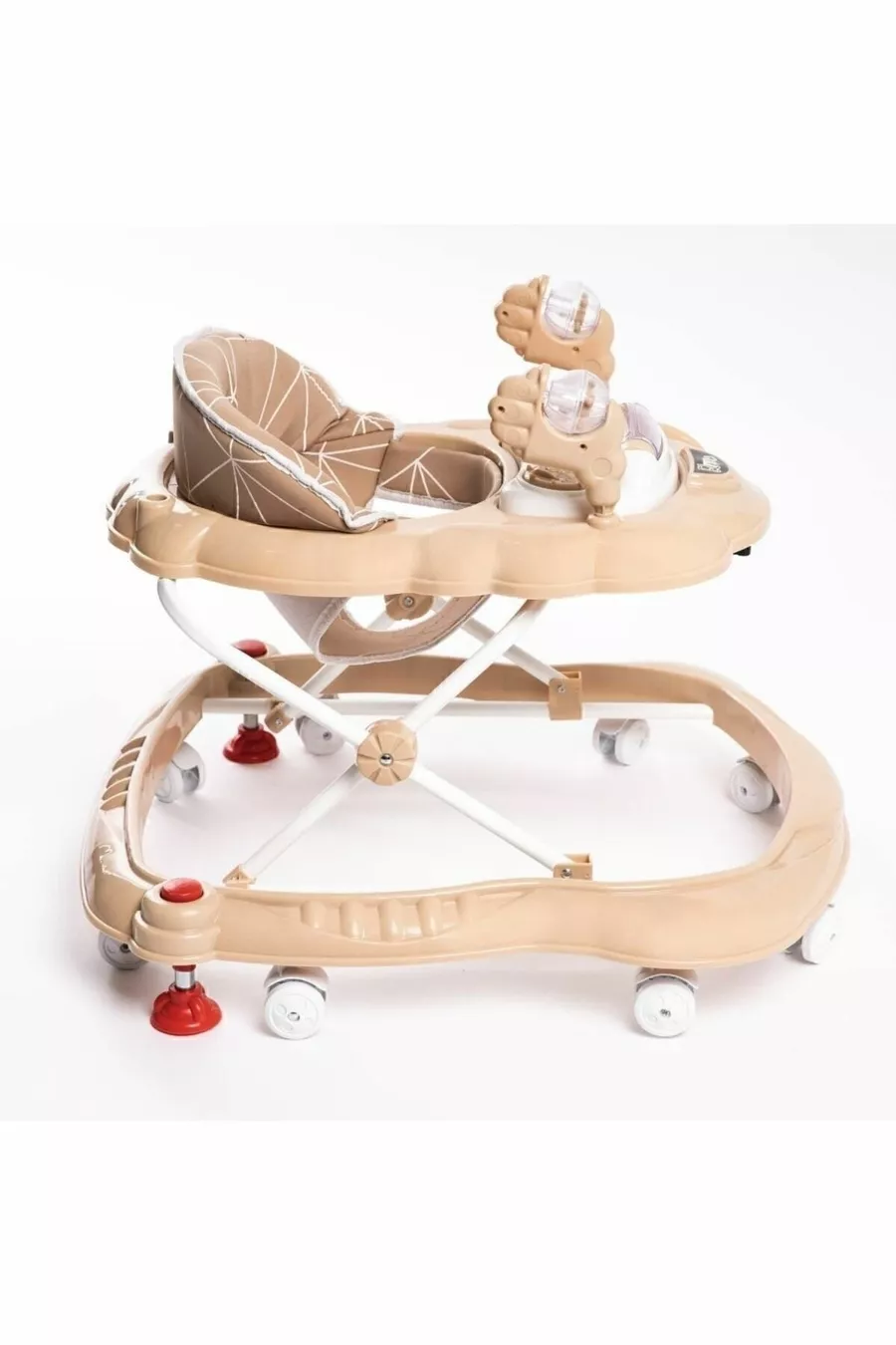 Trotteur pour bébé Spider marron de luxe avec jouets, musique et lumière à 3 niveaux avec siège