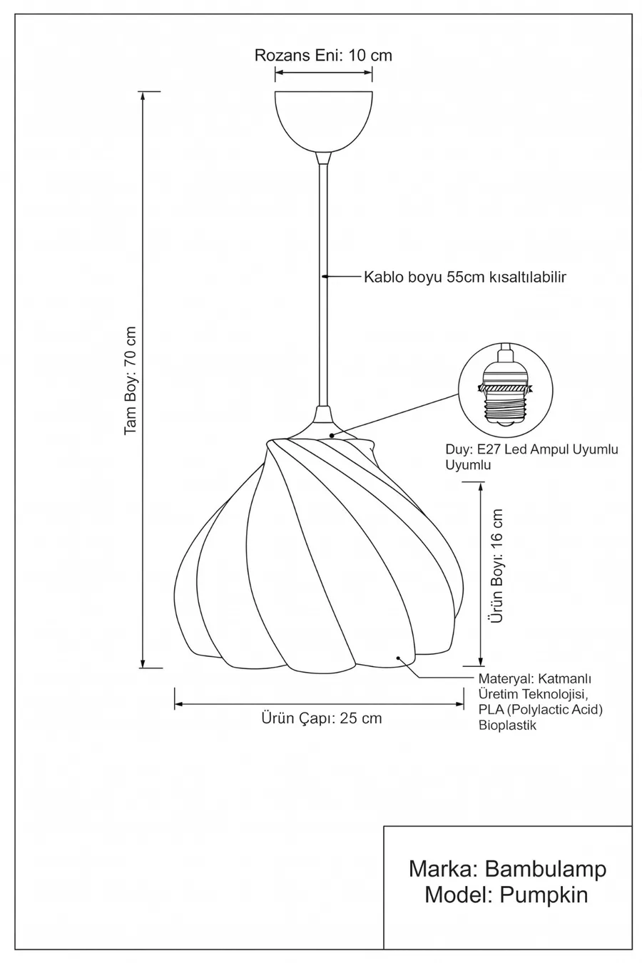 Suspension Simple Blanche Citrouille, Cuisine Style Campagne Moderne, Lustre Salon, Chambre (Bioplastique) 