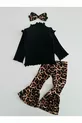 Ensemble Léopard pour Fille Bébé et Enfant avec Pantalon Large et Bandana