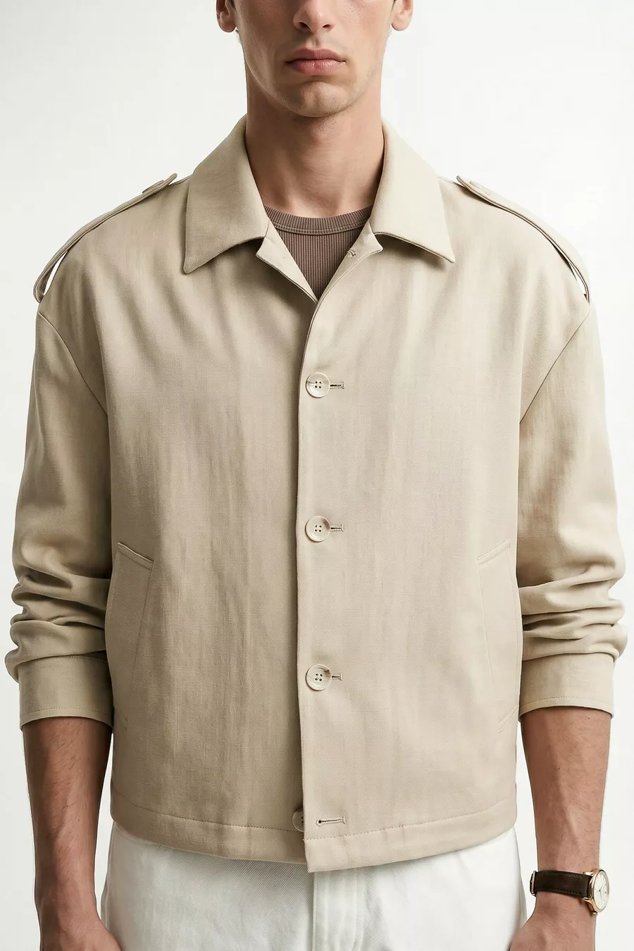 Veste pour homme beige Boxy Fit