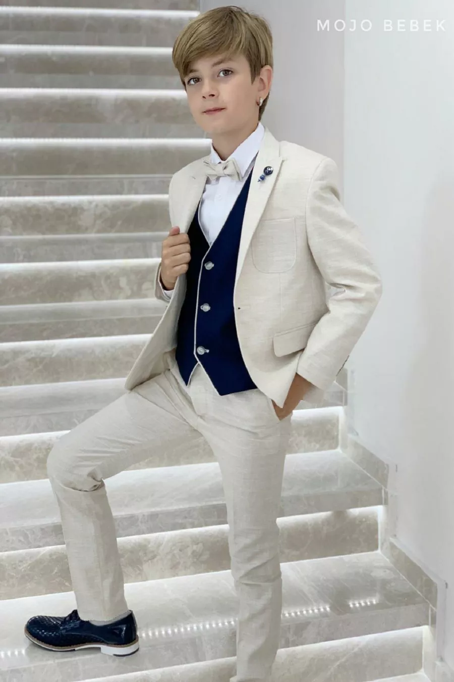Ensemble Costume Garçon  Ans avec Gilet de Sport et Veste  Beige