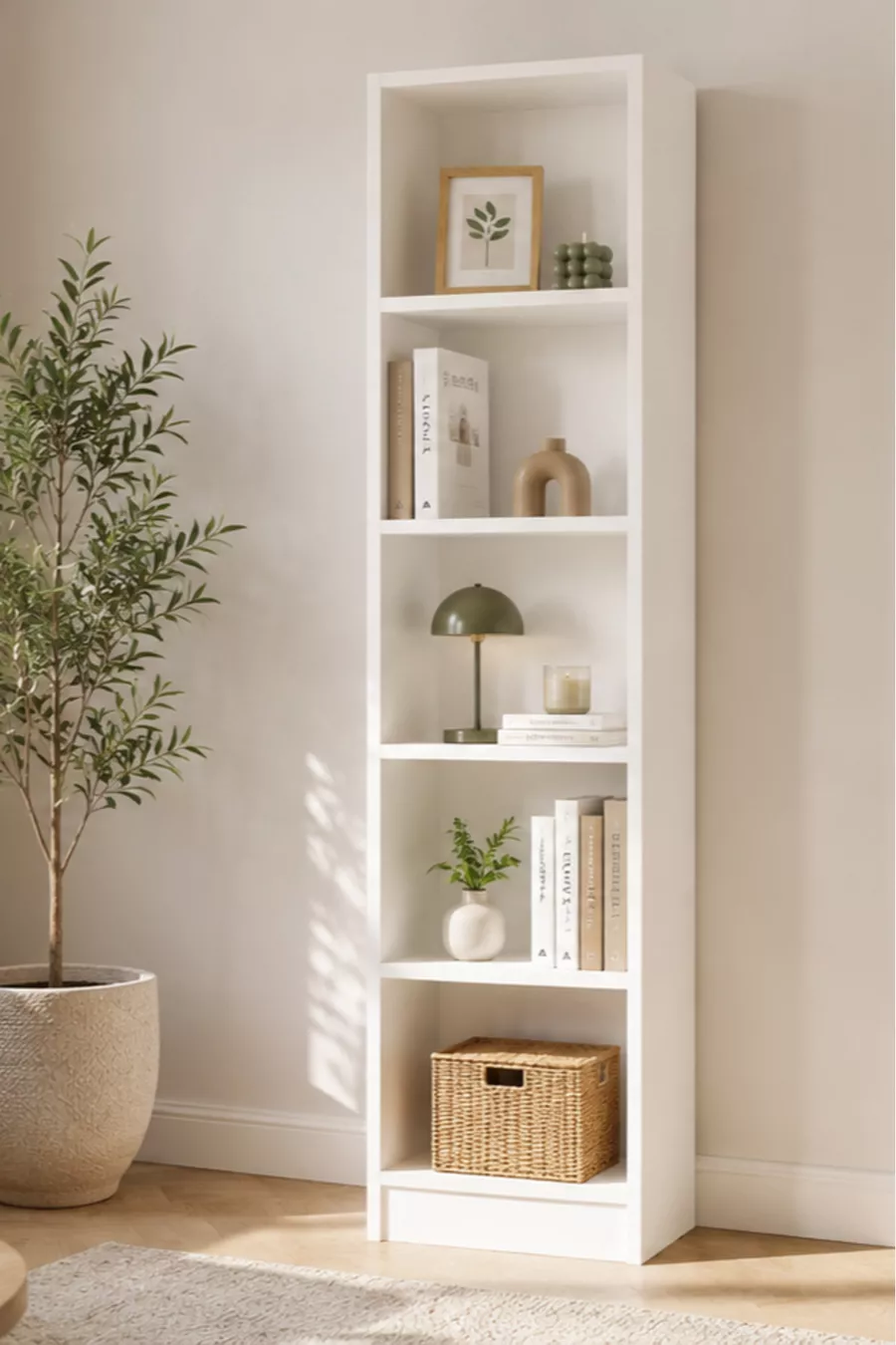 Bibliothèque blanche lilas