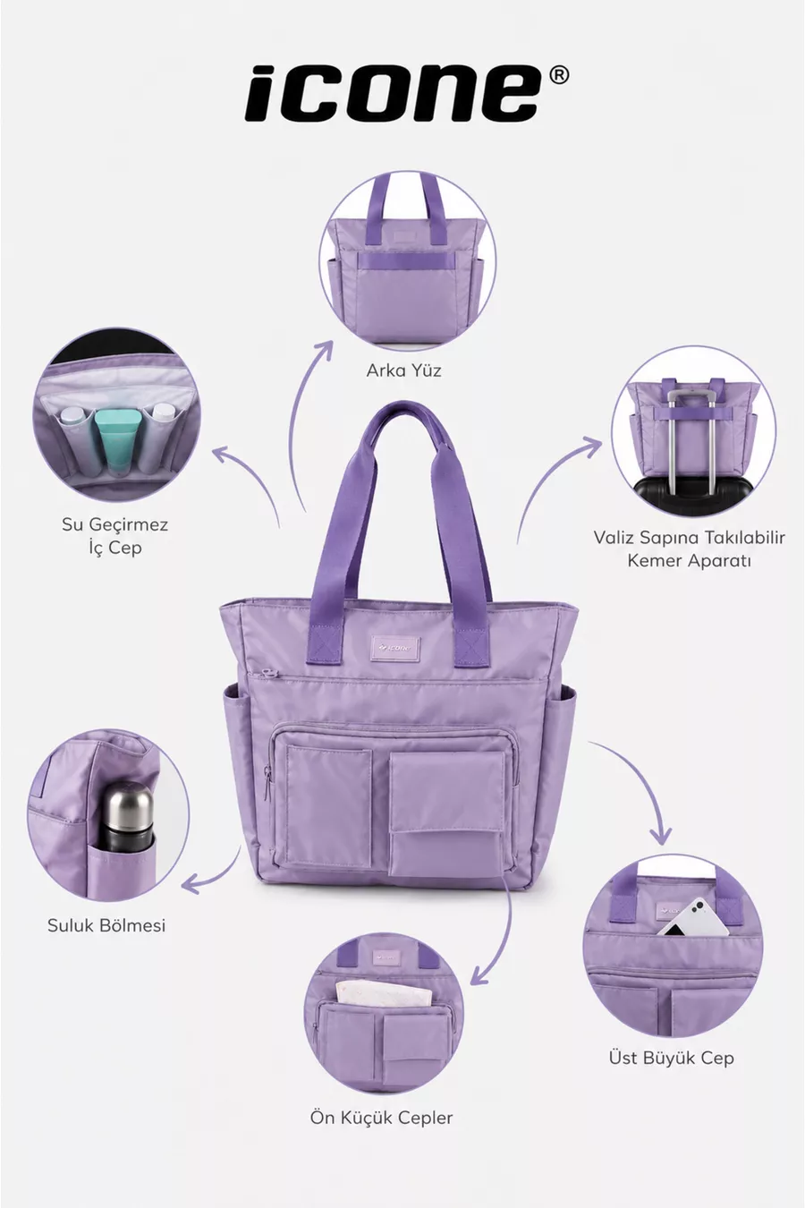 Sac Quotidien Hydrofuge - Compartiment pour Ordinateur Portable, Détails Matelassés, Multi-Poches, Poche pour Biberon, Accessoire de Valise, Sac Maman Violet, Sac de Soins pour Bébé Violet, Sac de Maman