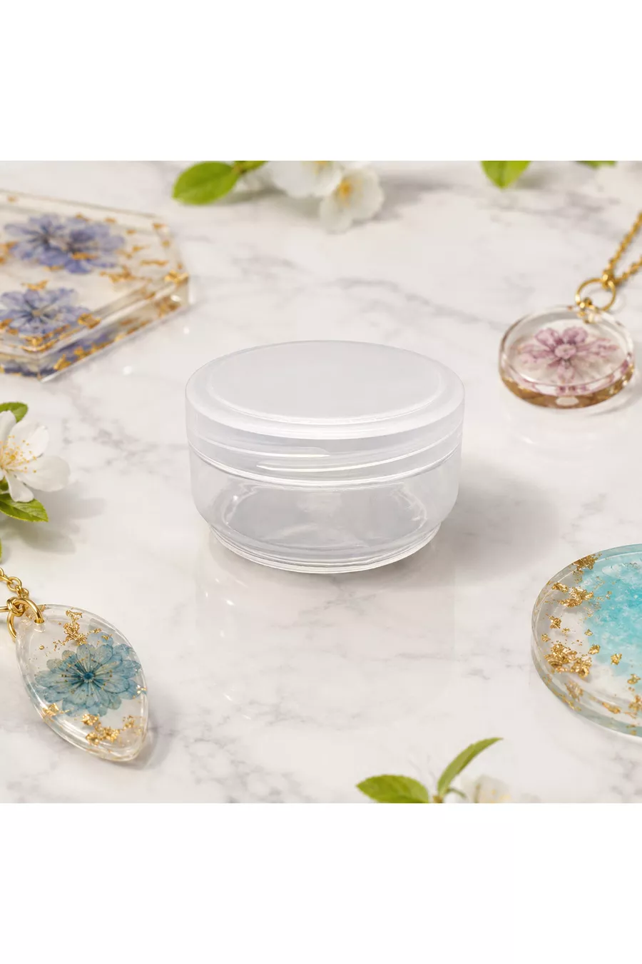 Pot de crème transparent  CC avec couvercle, boîte à crème simple 1 pièce