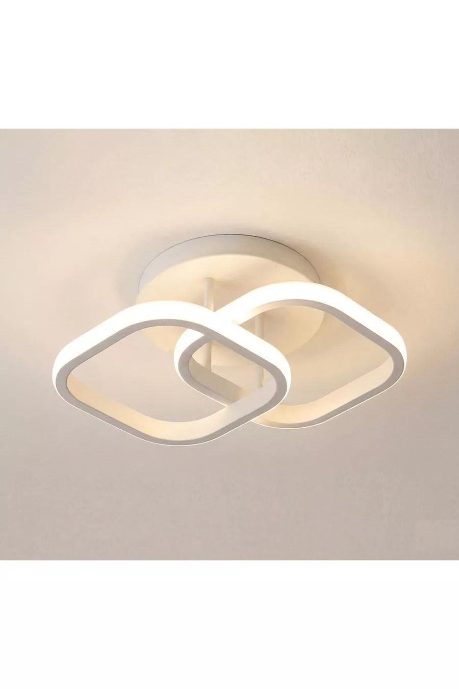 Plafonnier LED moderne à boîtier blanc, carré à 3 couleurs, pour hall, entrée, chambre à coucher et chambre d'enfant