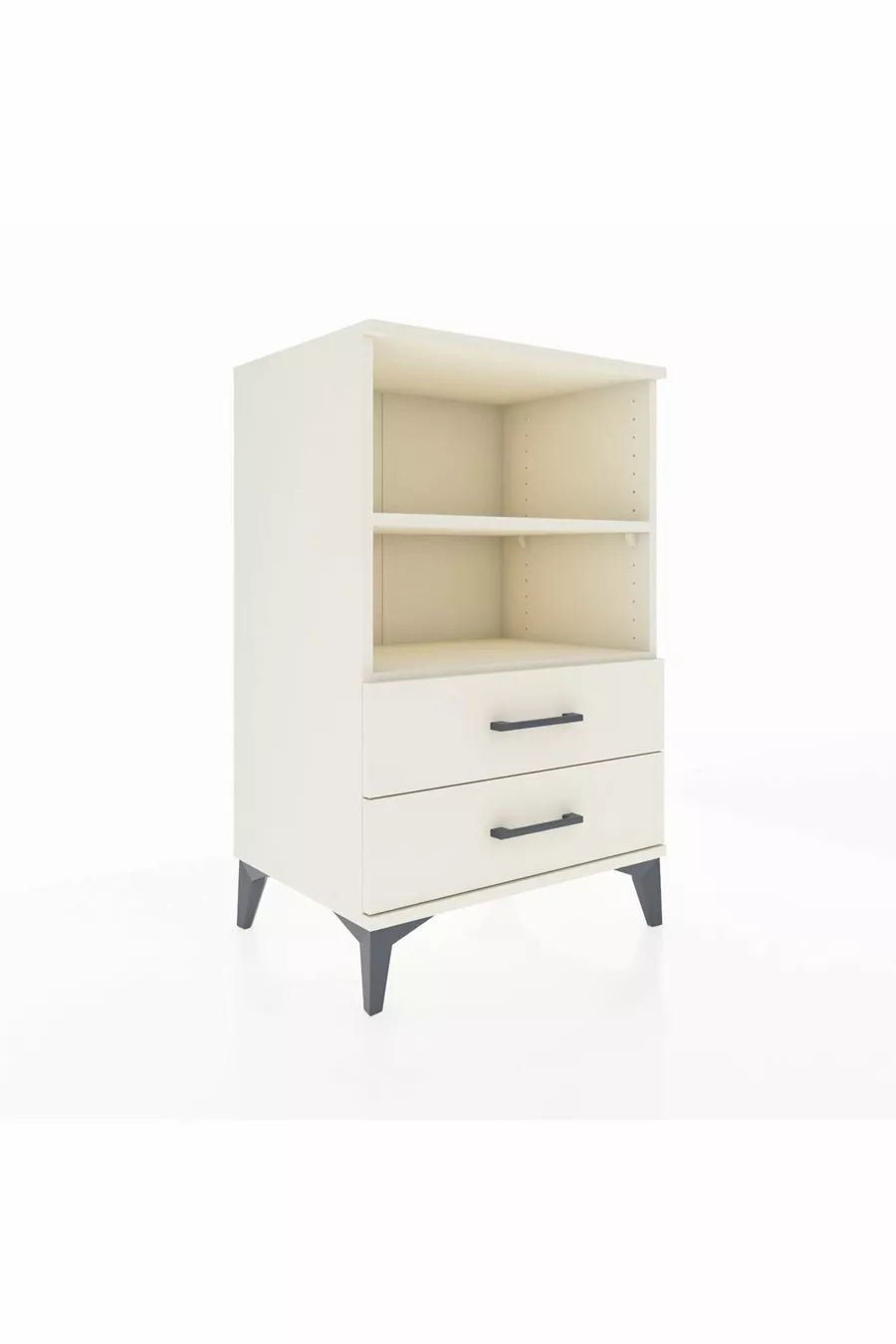Table de chevet Hyperion avec 2 étagères et 2 tiroirs, couleur quartz