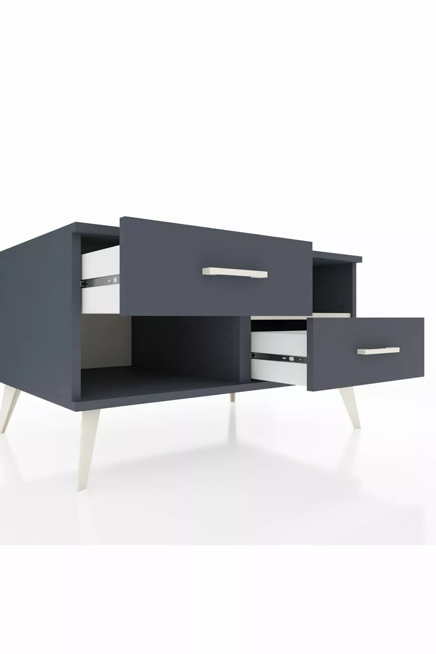 Commode Kronos à une étagère et 2 tiroirs Anthracite-Gris pierre/Anthracite