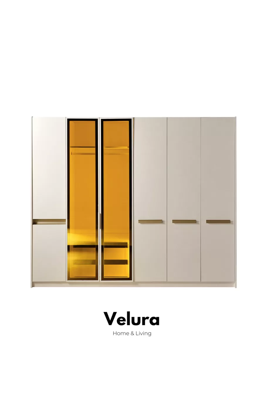 Ensemble de chambre à coucher Bern à 6 portes (2 armoires avec miroir)