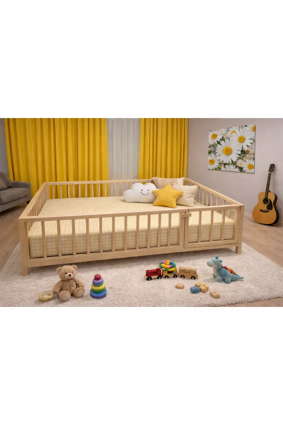 Lit pour bébé et enfant avec barreaux arrondis