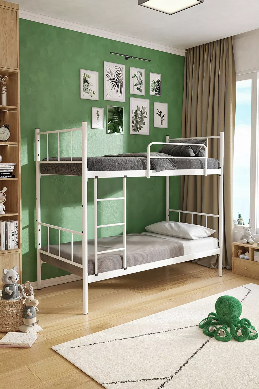 Lits superposés Tekno compatibles avec matelas, métal blanc détachable