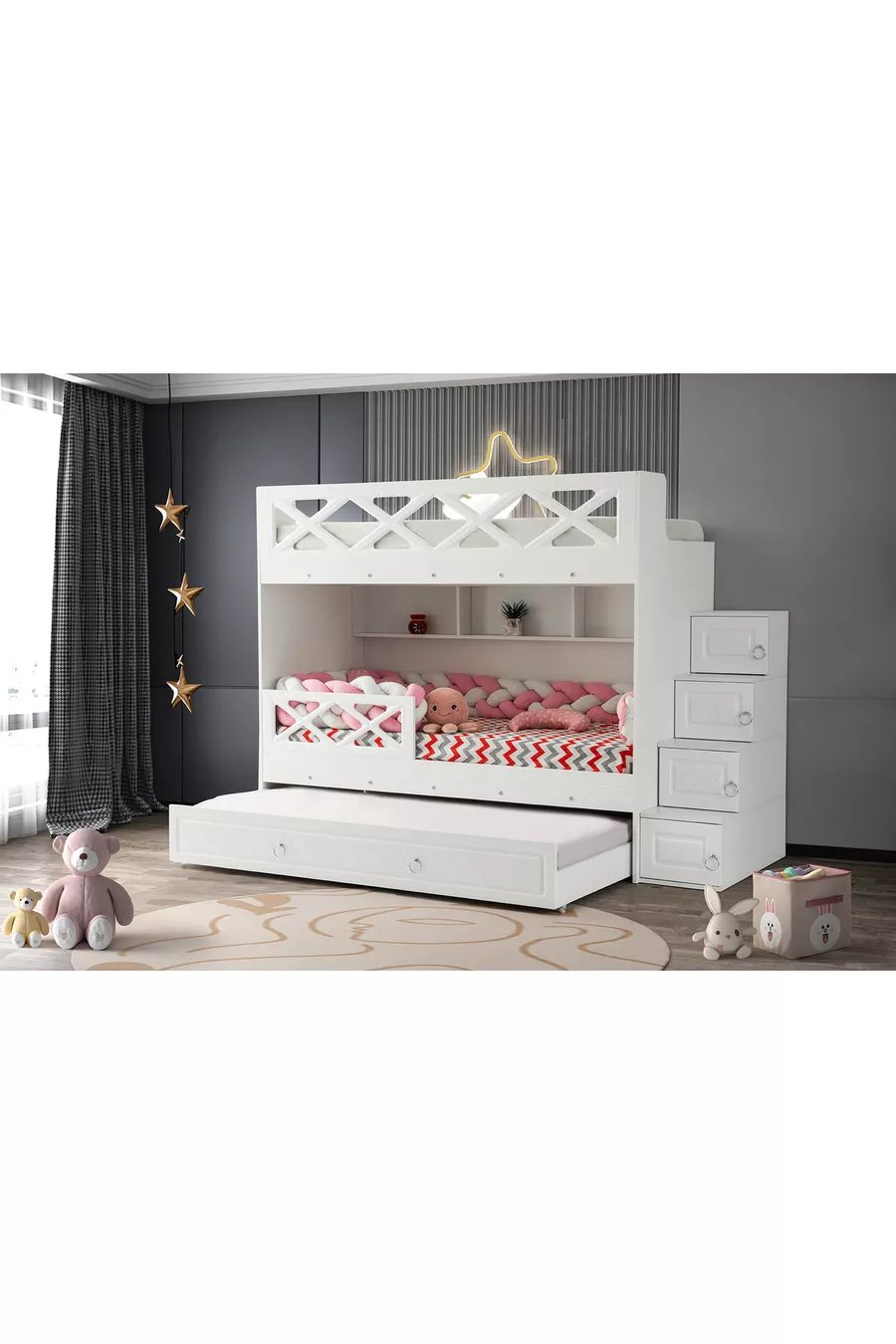 Mars Ranza / 2 lits superposés avec ressorts en bambou inclus / MDF à 100 %
