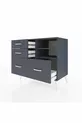 Commode Hyperion 2 étagères 4 tiroirs Anthracite-Anthracite