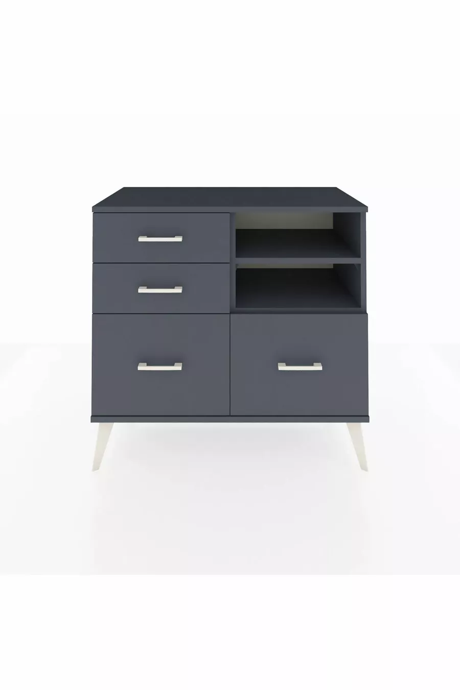 Commode Hyperion 2 étagères 4 tiroirs Anthracite-Anthracite